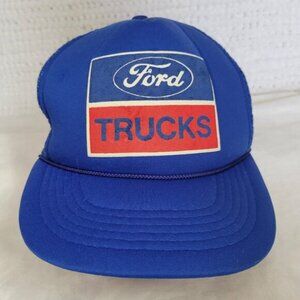 Ford Trucks Vintage Trucker Baseball Cap Hat Blue Snapback Mesh back automotive